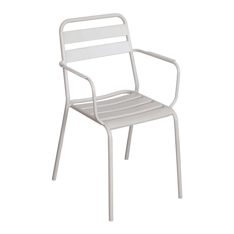 Khailah Stacking Patio Dining Armchair, Light Grey