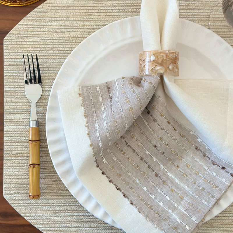 Grasscloth 100% Pthalate-free Vinyl Elliptic Placemats, Latte