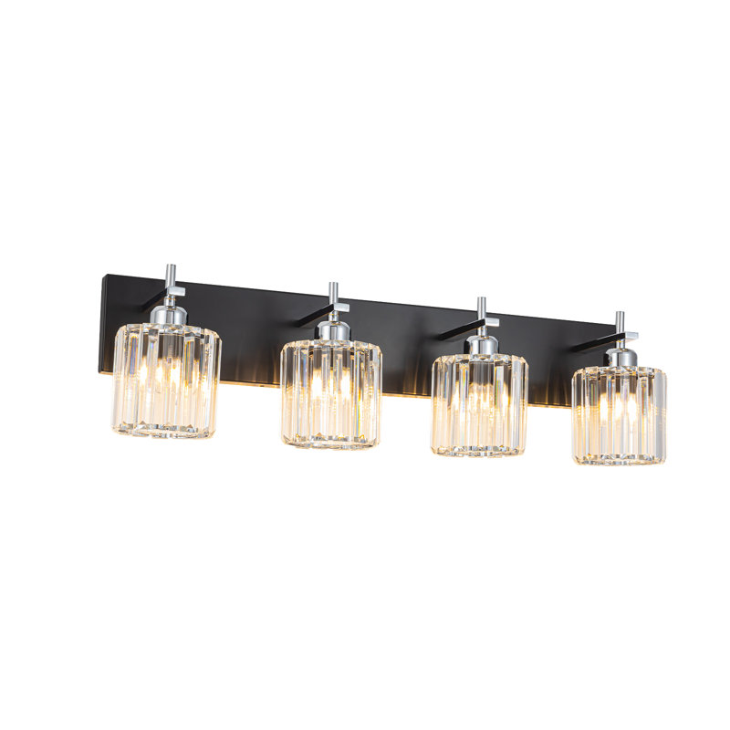 Corless Dimmable Vanity Light, 4, Matte Black/Chrome