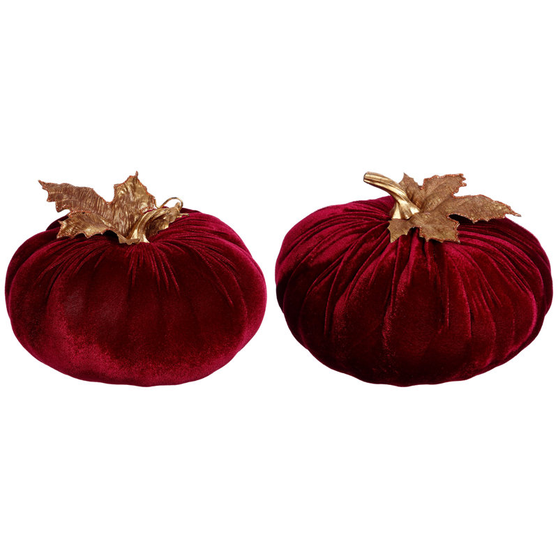 Velvet Pumpkin Decorative Accent, Burgundy