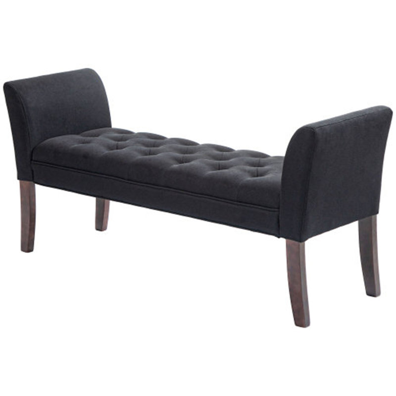 Dziadon Linen Upholstered Bench, Black