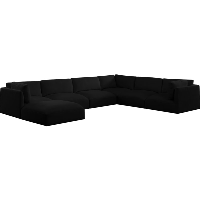 Ivyana Upholstered U-Shaped Sectional Reversible, Black Polyester Fabric