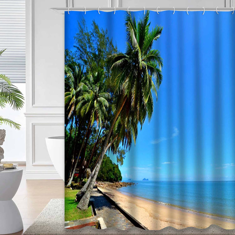 Rideau de douche avec 12 crochets Beach, L 72 po x l 72 po