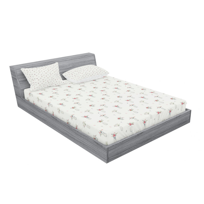 Microfiber Floral Sheet Set, Full Sheet Set with Fitted Sheet