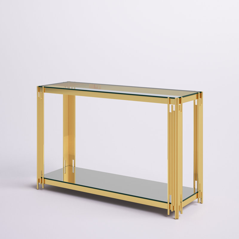 Eesha 47.25'' Glass Top Console Table, Gold