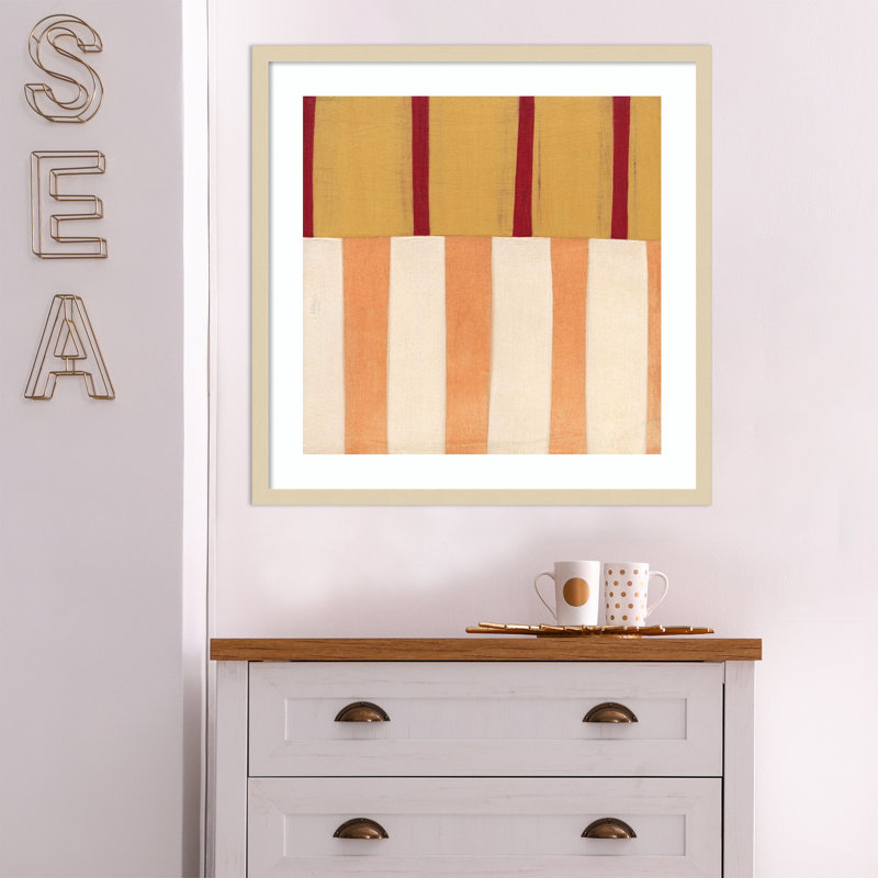 Akara Broken Stripes 3 par Laura Nugent, reproduction d'art encadrée, Brun, H 25 po x l 25 po x P 1 po