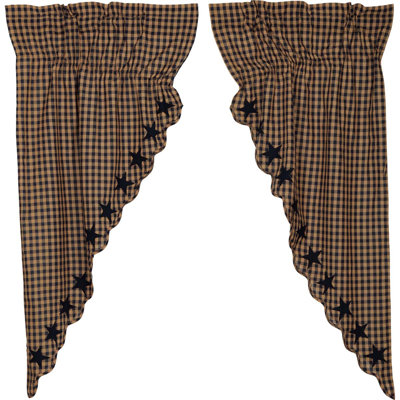 Navy Star Cotton Blend Room Darkening Curtain Panel Pair