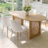 Ensemble de table de salle à manger ovale en bois naturel avec 4 chaises rembourrées blanches
