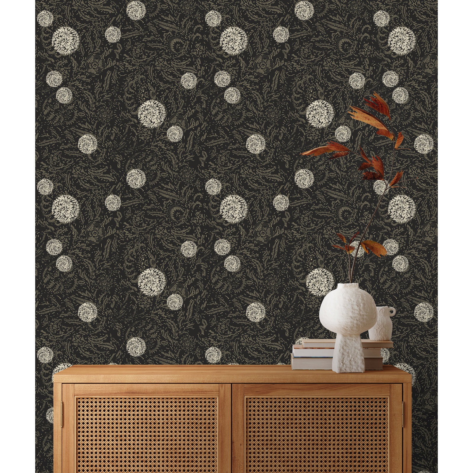 Yuki Osada Floral Wallpaper, Charcoal