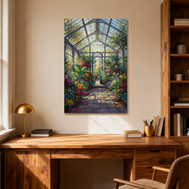 Scène de jardin avec paysage et nature, H 18 po x l 12 po