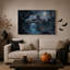 Moonlit Stone Castle On Misty Cliff Halloween Canvas Wall Art-1610293006