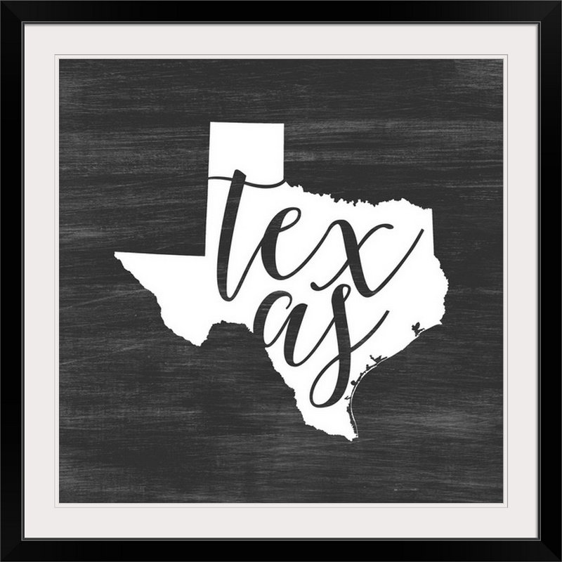« home state typography texas », impression sur cercle intérieur, H 32 po x l 32 po x P 1 po, Cadre noir
