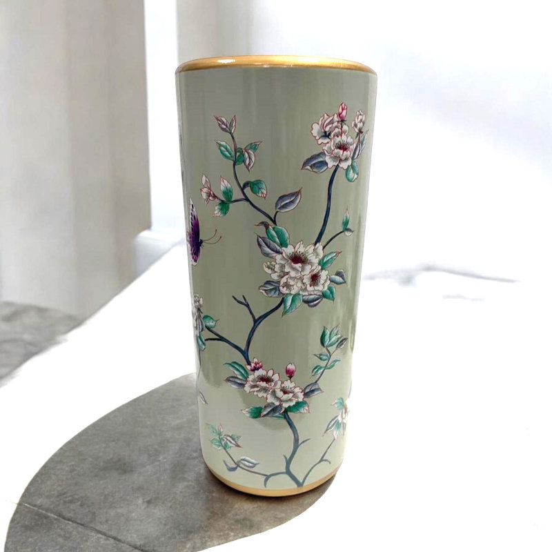 Elegant Hand-Finished Ceramic Freestanding Umbrella Stand – Antique-Style Glaze, Ideal for Hallways, Entryways, & Home Decor