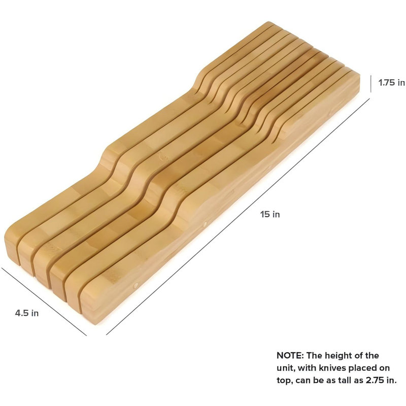 In-Drawer Knife Block Holder, 11 Slots, Bamboo