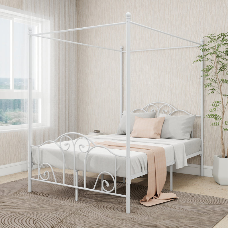 Lit plateforme en métal Tardun, Blanc, Double