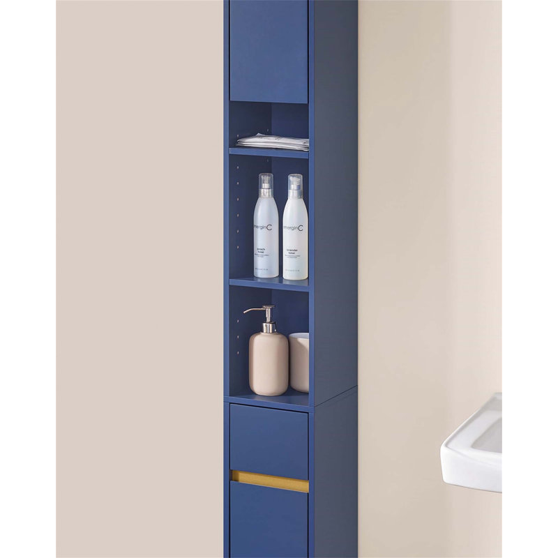 Aadhith Freestanding Linen Cabinet, Blue