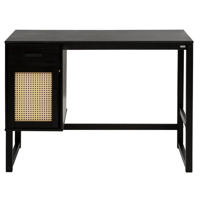 Evelyn Solid Wood Top Metal Base Computer Desk