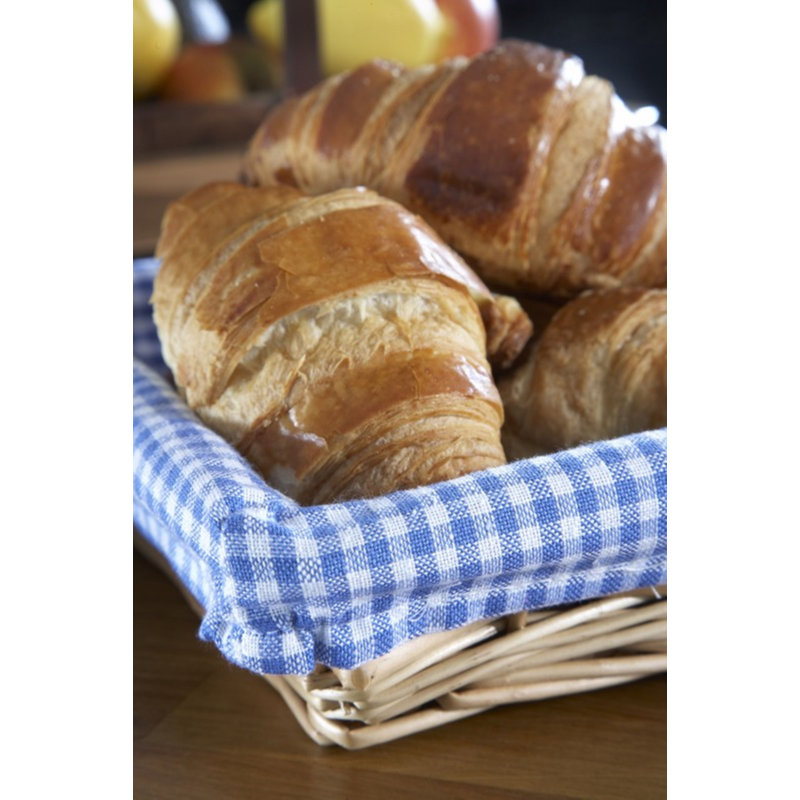 Wicker Display Tray Basket with Checked Lining, Blue