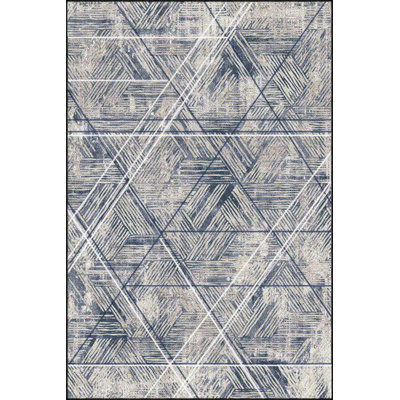 Hira Light Blue Striped Patterned Decorative Washable Carpet