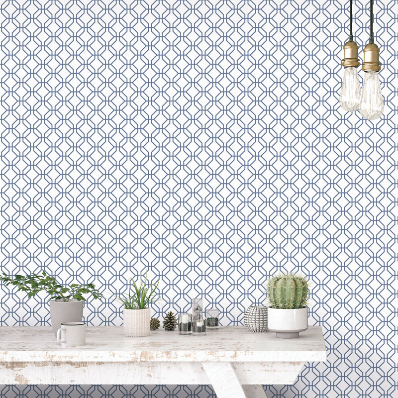 Brylee 10m x 53cm Matte Wallpaper Roll, White/Blue