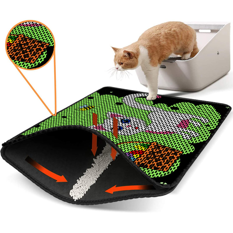 Premium Cat Litter Mat, 18 x 24 inches | 50% PVC / 50% Polyester, Machine Washable & Vacuum Friendly | Durable, Easy-Clean Design for Pet Owners | Protect Your Floors from Litter Messes