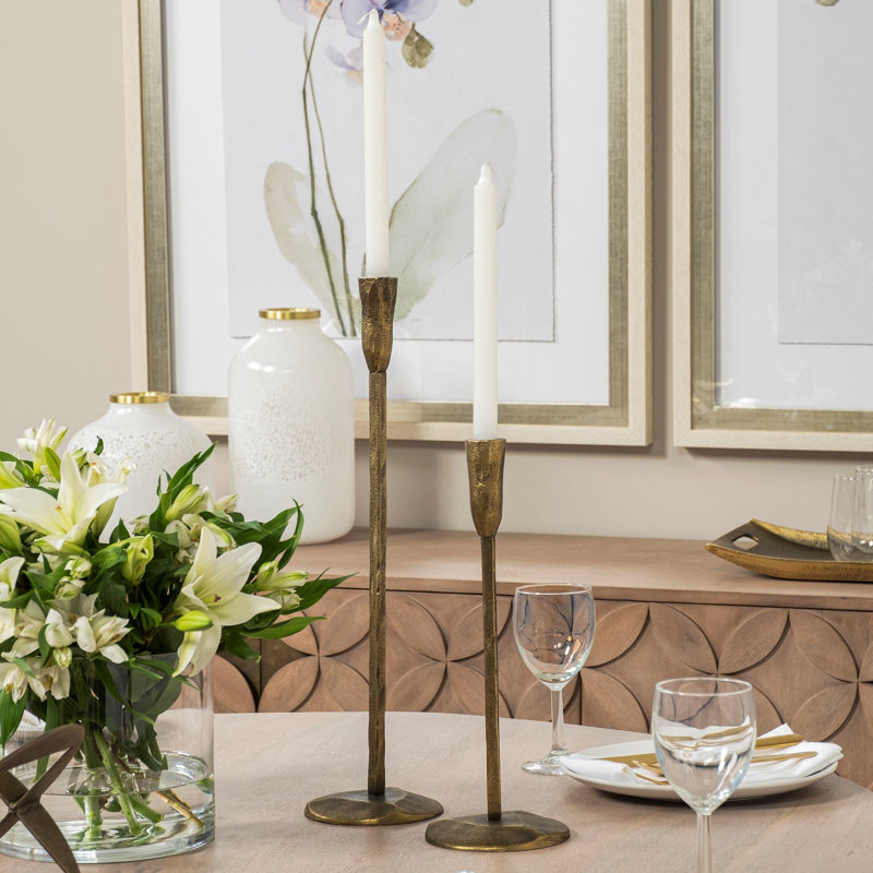 Diaz Metal Tabletop Candlestick, 20" H x 5" W x 5" D, Gold
