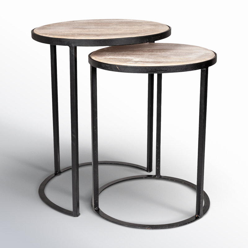 Akio Minimalist Nesting End Table Set, Black
