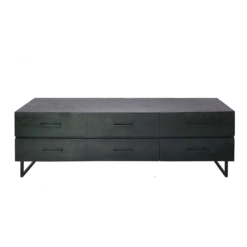 Armoire 86,5x20x30,5 "en noir - Buffet minimaliste en bois et fer avec fonctionnalité de tiroir en bois moderne, fer, tiroirs spacieux