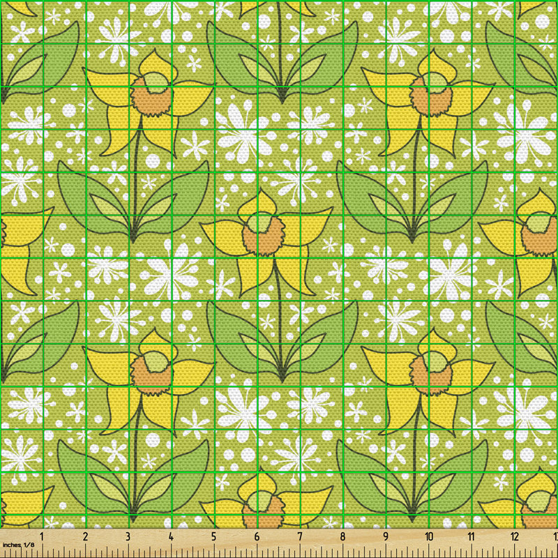 Chequetta Simple Cartoonish Flowers Multi-Purpose Fabric