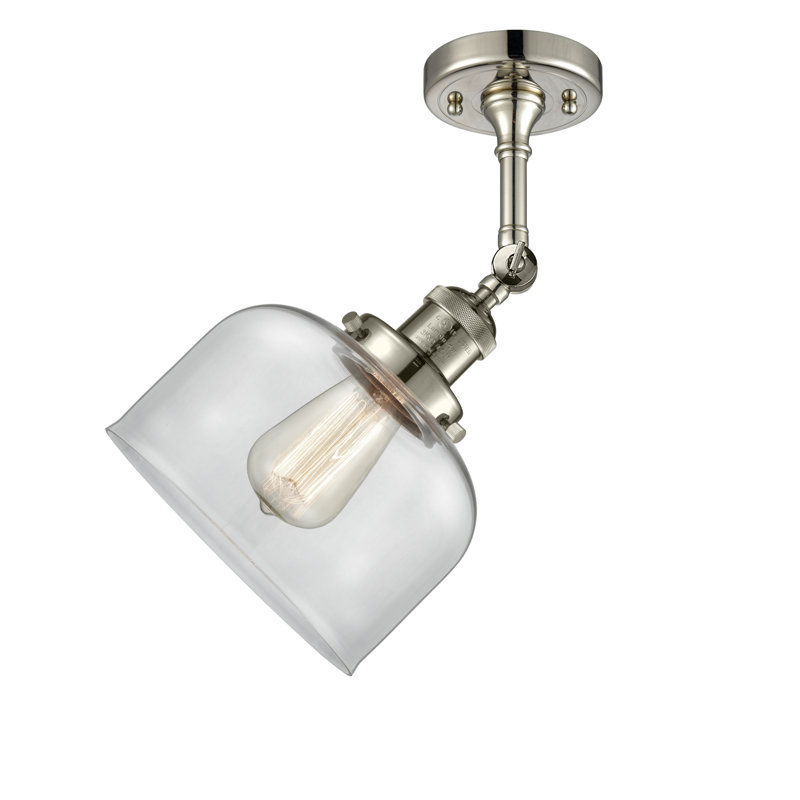 Applique murale 1 lumière 8 po Bell, Ampoule à DEL rétro de 6 watts, Clair, Nickel poli
