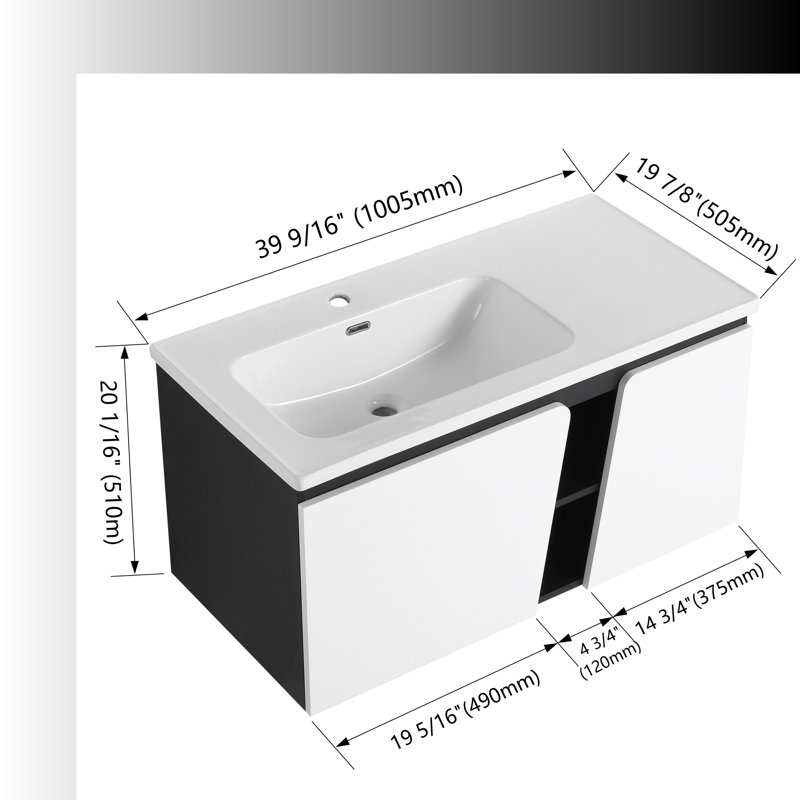 Ensemble de meuble-lavabo simple 39,84 po avec plateau en céramique Joselynn