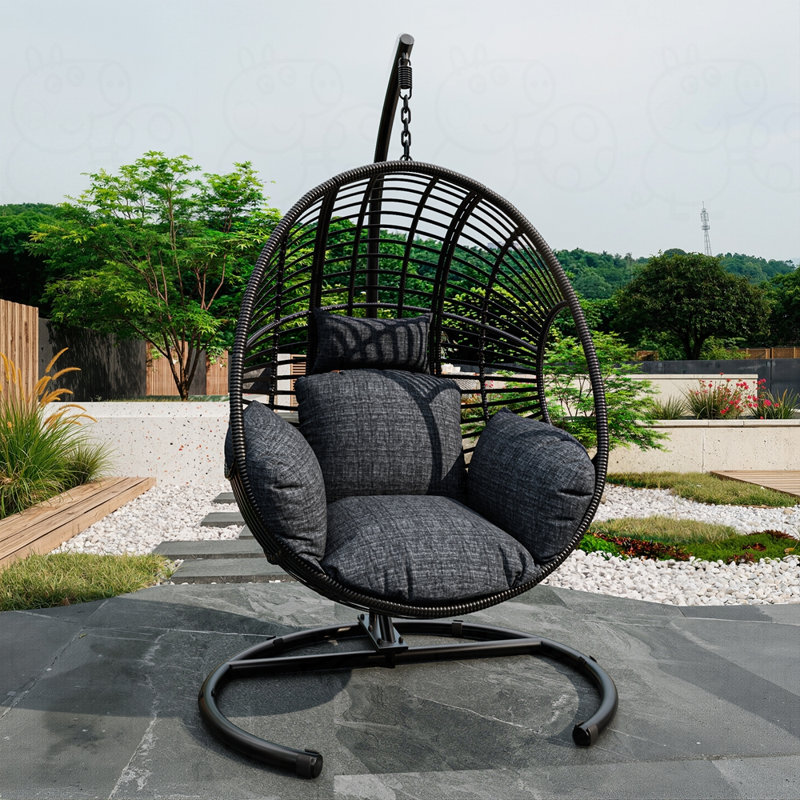 42 très grands fauteuils suspendus à base en U, Noir, Noir