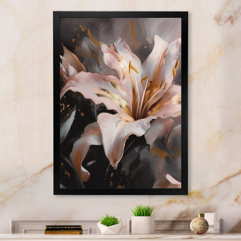 Rêves de lys roses - imprimé, Cadre photo noir, H 32 po x l 24 po x P 1 po