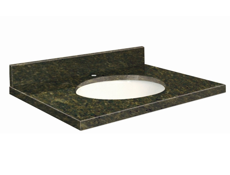 Dessus de salle de bain simple 37 po meuble-lavabo, Biscuit, Vert Uba, Simple