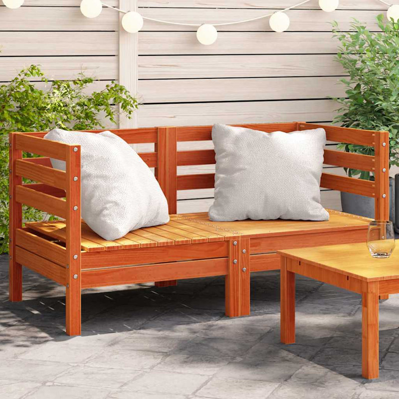 Fynn 63.5cm Wide Wood Patio Sectional, Wax Brown