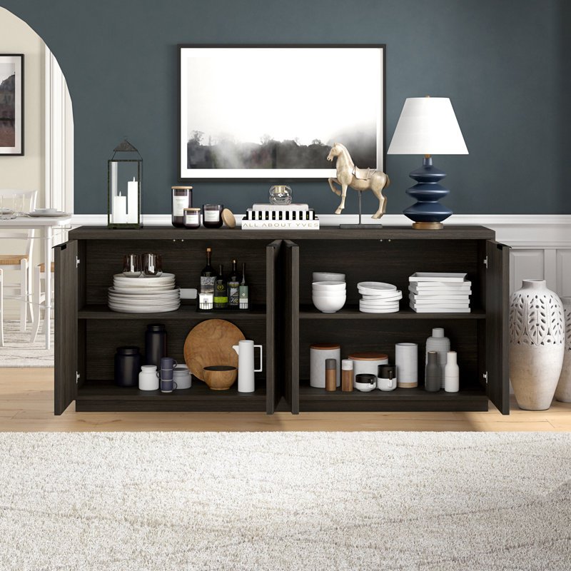 Mansfield 68" Wide Rectangular Fluted Buffet Table in Alder Brown, Alder Brown