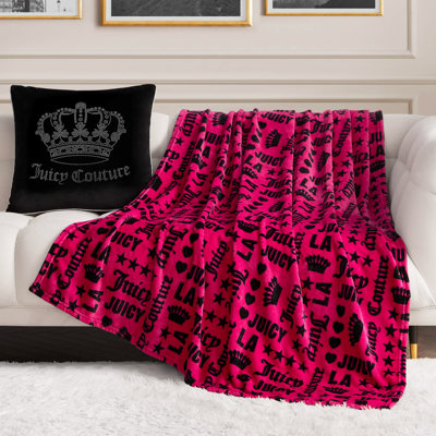 Juicy Couture Words Throw Blankets