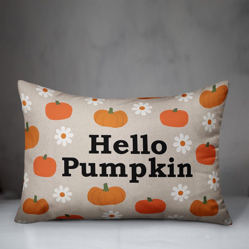 Hello Pumpkin Daisy Pattern Lumbar Pillow