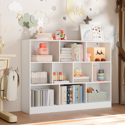 Presly 3  Tier Cube Bookcase Modern Bookshelf with 10 Cubes