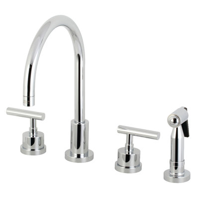 Manhattan Widespread Double Handle Kitchen Faucet with Side Spray