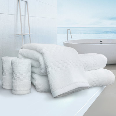 GOV Collection 100% 2 PLY Cotton Checkered Design Bath Sheet 6 PK by Rifz