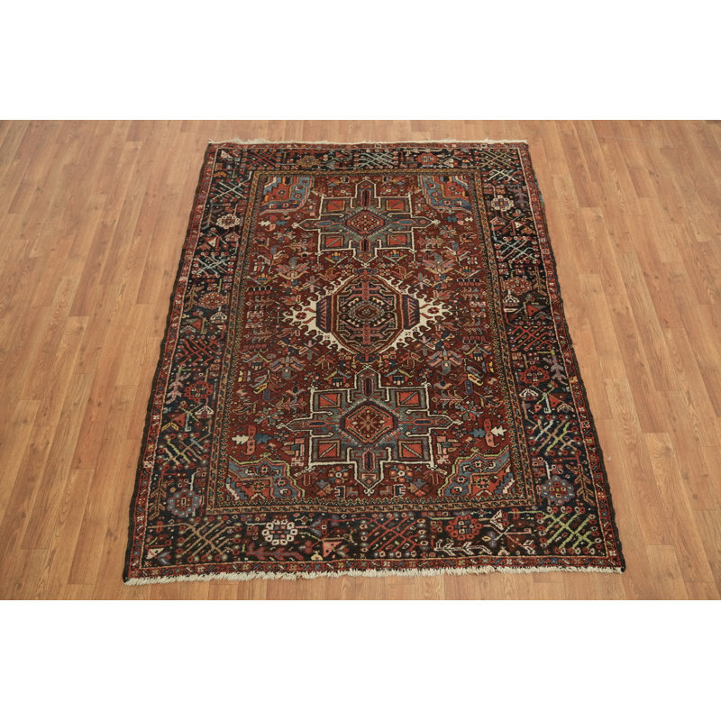 Tapis traditionnel en laine à motif géométrique 5 x 6