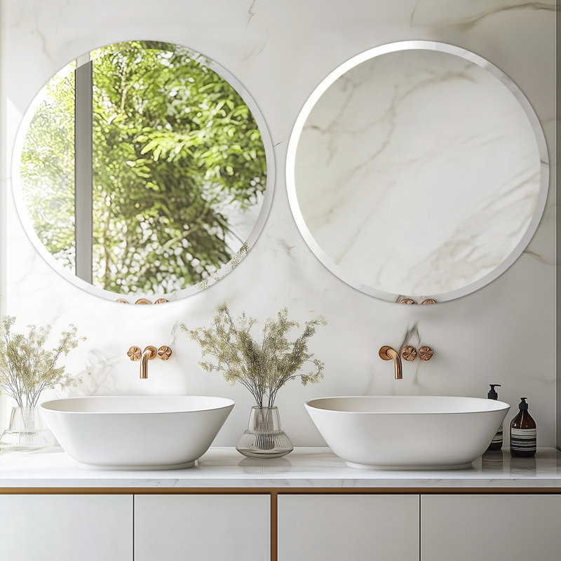 Rithi Round Flat Wall Mirror, 80 cm H x 80 cm W