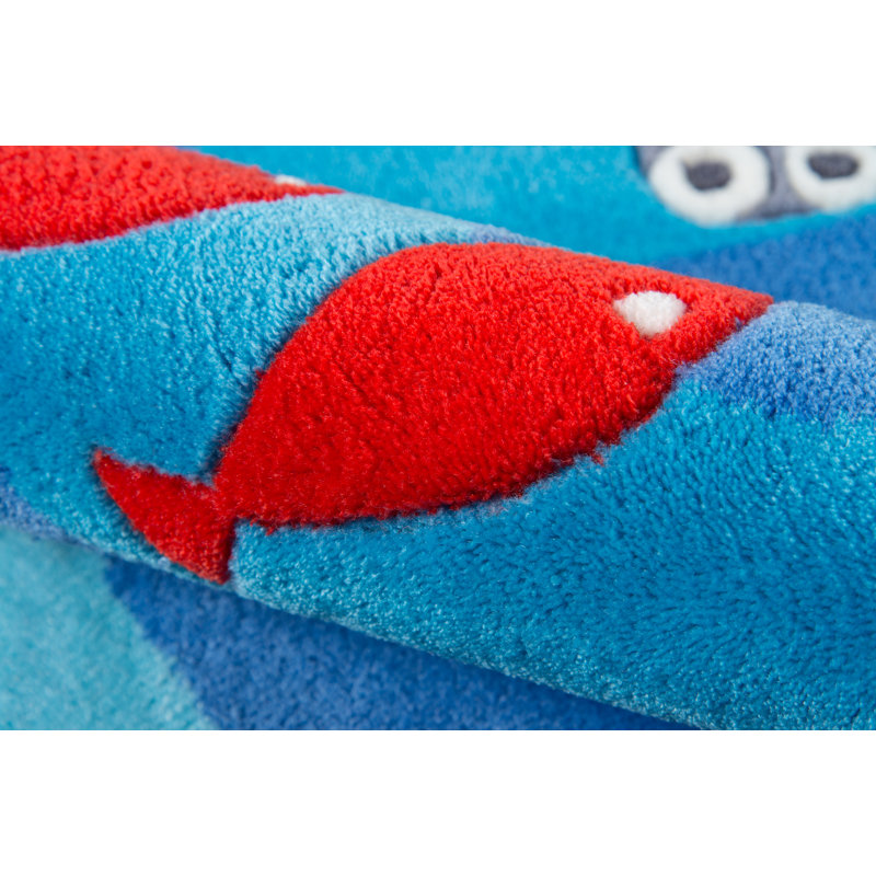 Tapis bleu touffeté à la main Delphine, Rectangle 8 pi x 10 pi