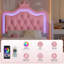 Ensemble de chambre d'enfant 2 pièces, lit rembourré en cuir avec tête de lit à DEL, lit avec bibliothèque-1372658939
