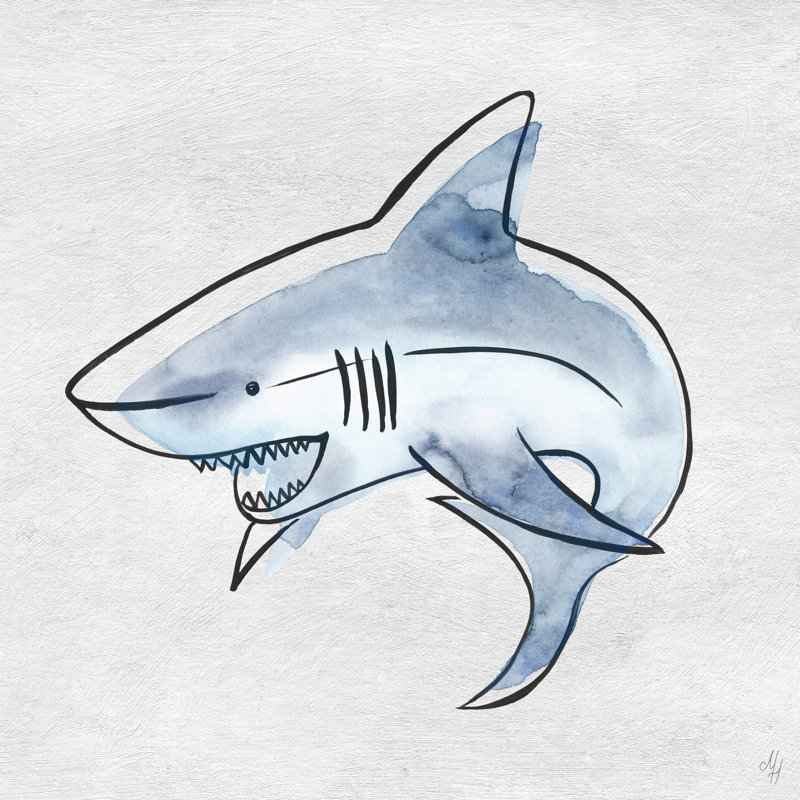 Donte Powerful Shark - Painting on Canvas, 20cm H x 20cm W 
