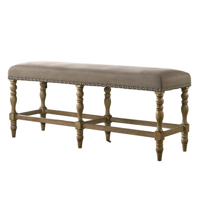 Upholstered Bench, Contemporary Rustic Dining Bench, Counter Height Bench with Nailhead Trim