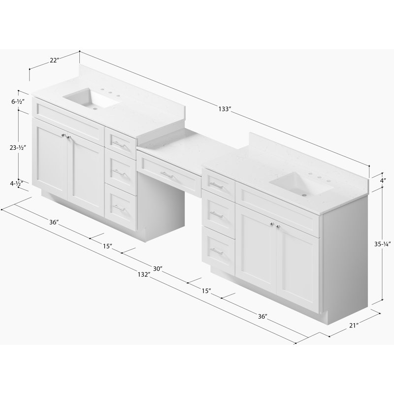 Meuble-lavabo double Disar, Blanc