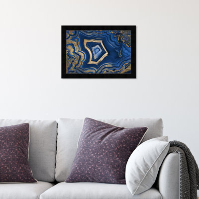 Blue And Gold Abstract Geode by Oliver Gal - Print