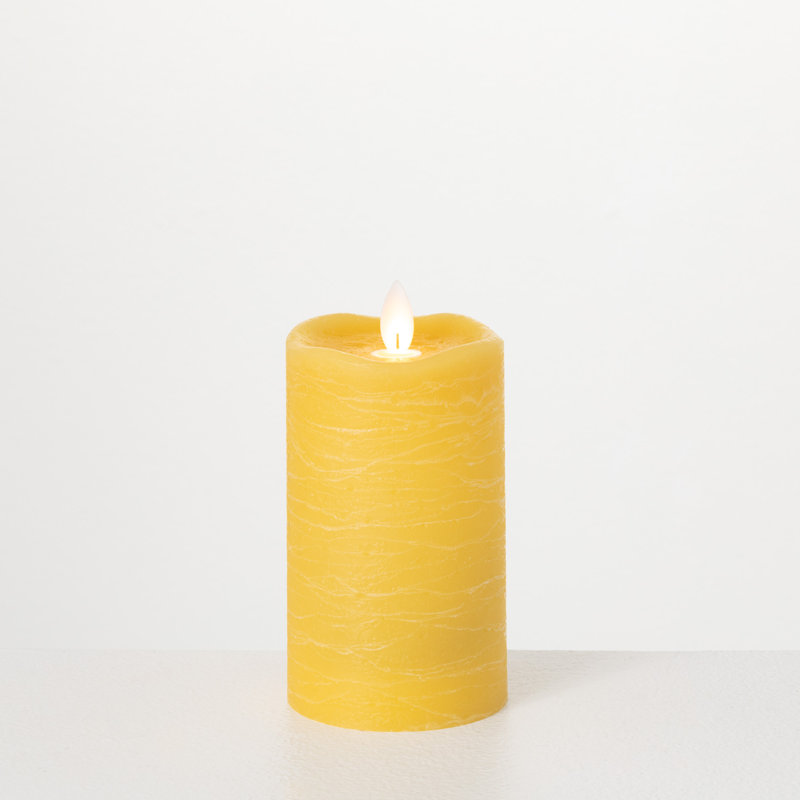 Bougie cylindrique sans parfum, H 5 po x l 3 po x P 3 po, Jaune